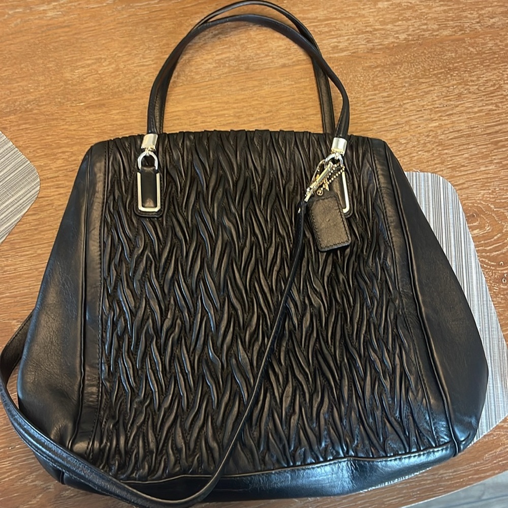 Coach Madison Madeline Gathered Twist Leather Satchel Shoulder Handbag